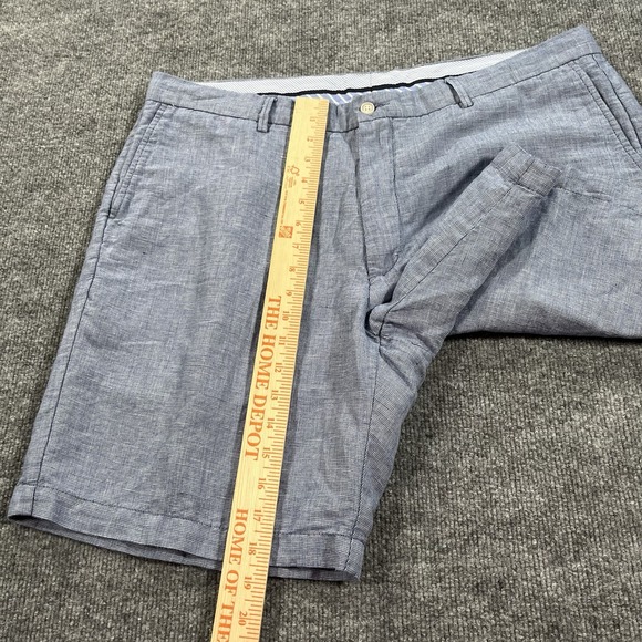 Peter Millar Shorts Mens 38 Blue Linen Blend Flat Front Chino Crown‎ Cool Casual - Picture 7 of 7